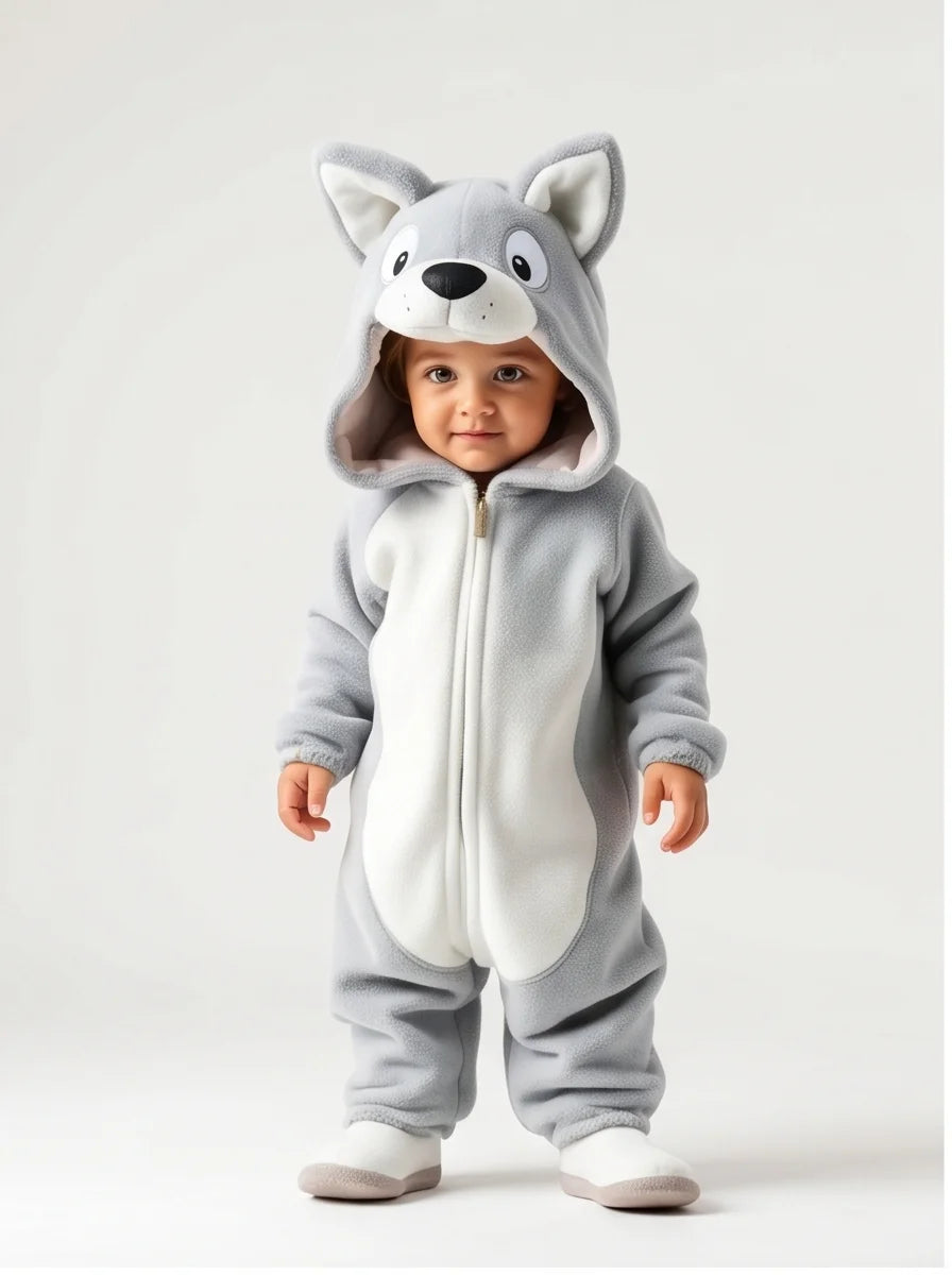 Kigurumi Infantil Lobo Cinza