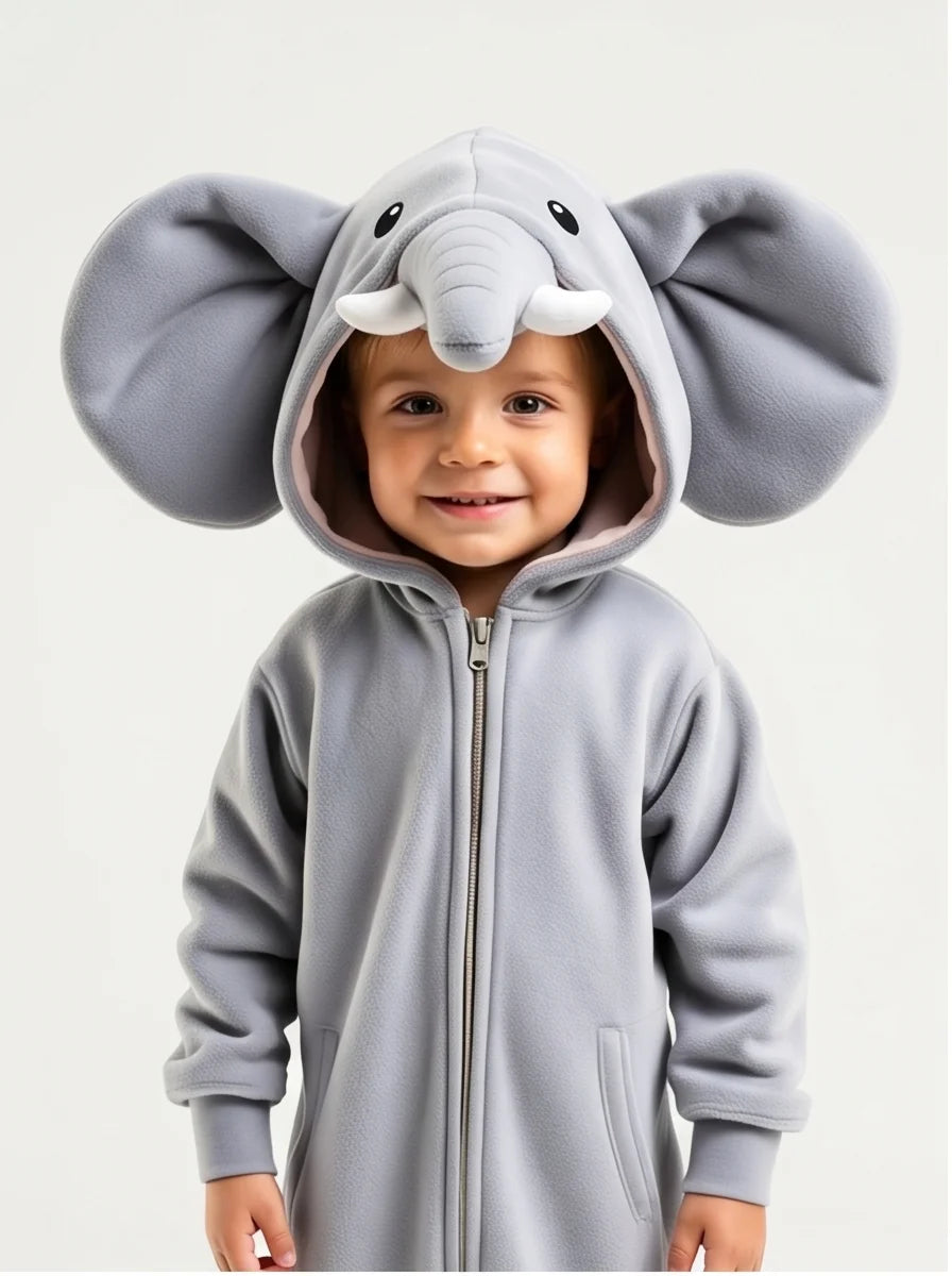 Kigurumi Infantil Elefante Cinza